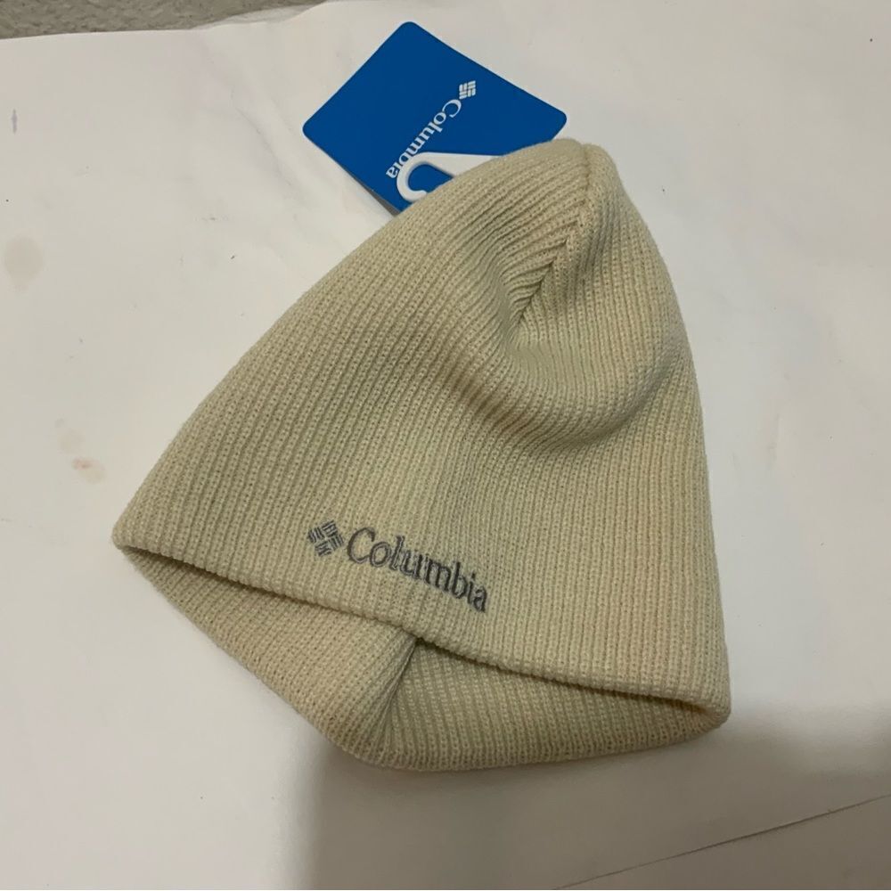Columbia Mens Big Bonanza Knit Beanie Hat - Cream- One Size (NWT)